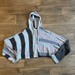 American Eagle Outfitters Striped Hooded Sweater - Blue, Pink